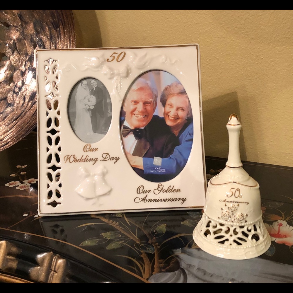 50th wedding anniversary picture frame&dinner bell